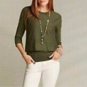 CAbi Twofer Sweater Tank & Long Sleeve Pullover Crop Top Style#5461